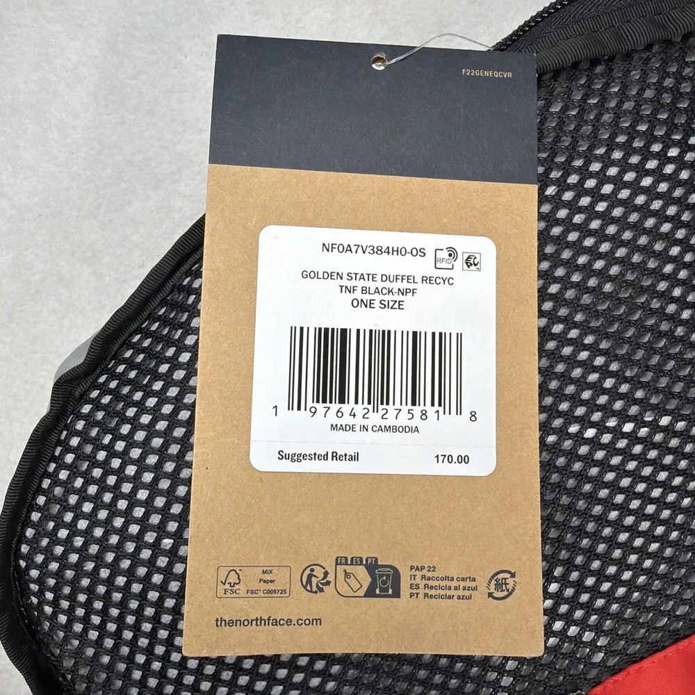 The North Face Golden State Base Camp Duffel Backpack Large 95L TNF Black NWT